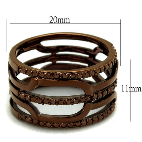 IP Coffee light Brass Ring with AAA Grade CZ  in Light Coffee