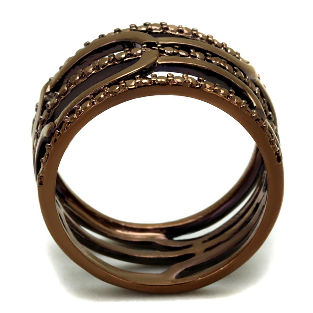 IP Coffee light Brass Ring with AAA Grade CZ  in Light Coffee