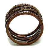 IP Coffee light Brass Ring with AAA Grade CZ  in Light Coffee