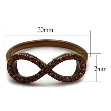 IP Coffee light Brass Ring with AAA Grade CZ  in Light Coffee