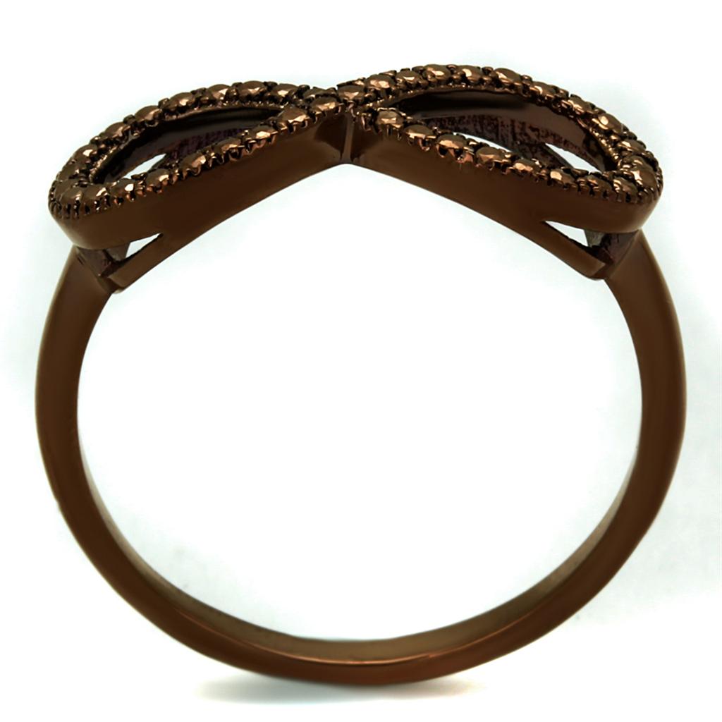 IP Coffee light Brass Ring with AAA Grade CZ  in Light Coffee