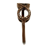 IP Coffee light Brass Ring with AAA Grade CZ  in Light Coffee