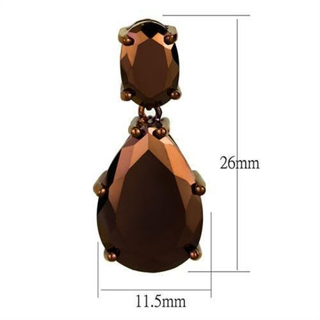 IP Coffee light Brass Earrings with AAA Grade CZ  in Light Coffee