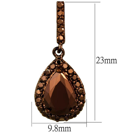 IP Coffee light Brass Earrings with AAA Grade CZ  in Light Coffee