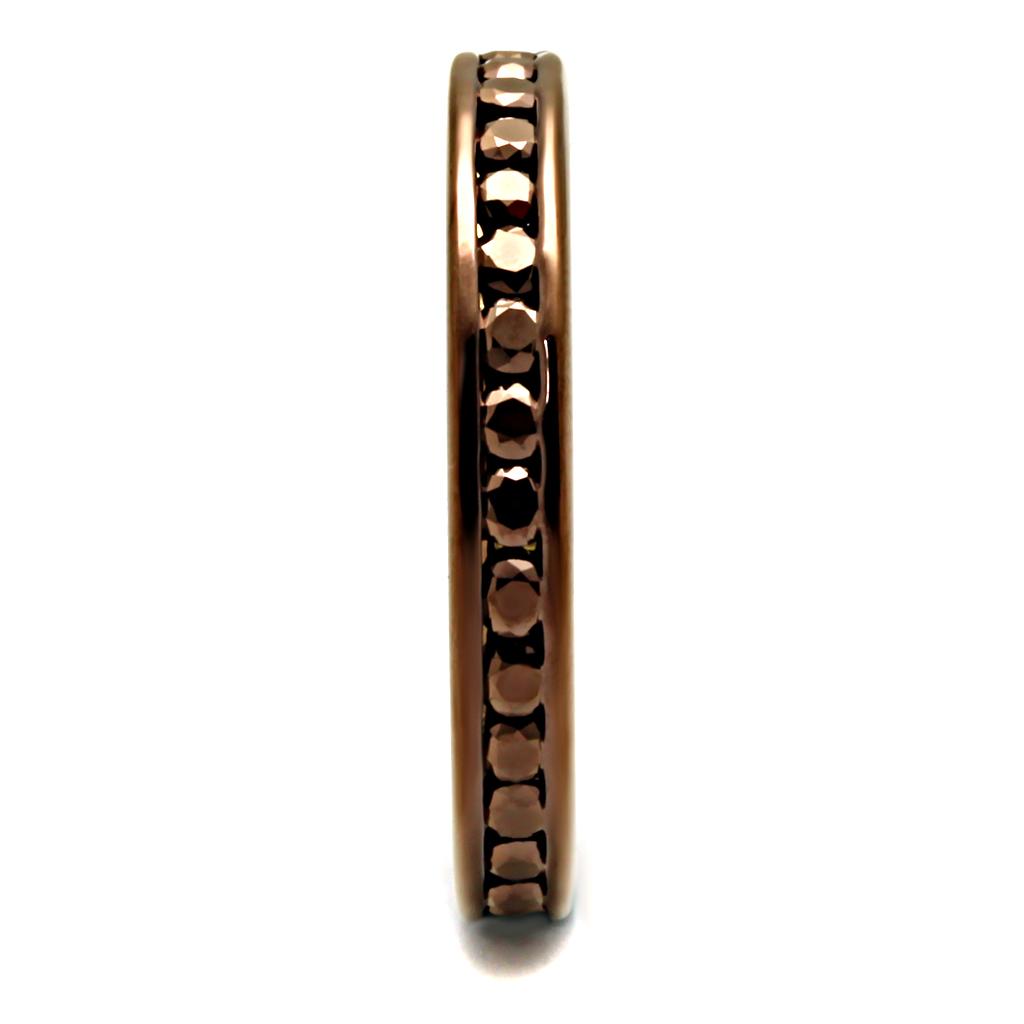 IP Coffee light Brass Ring with AAA Grade CZ  in Brown