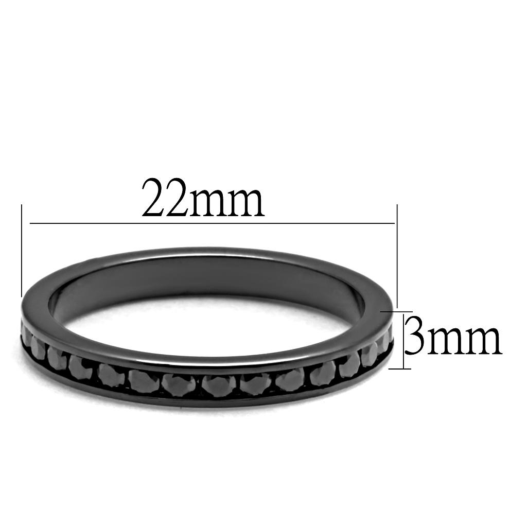 IP Light Black  (IP Gun) Brass Ring with AAA Grade CZ  in Light Gray