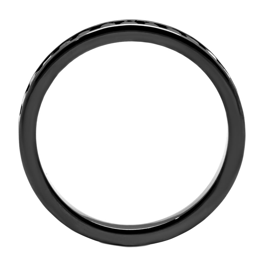 IP Light Black  (IP Gun) Brass Ring with AAA Grade CZ  in Light Gray