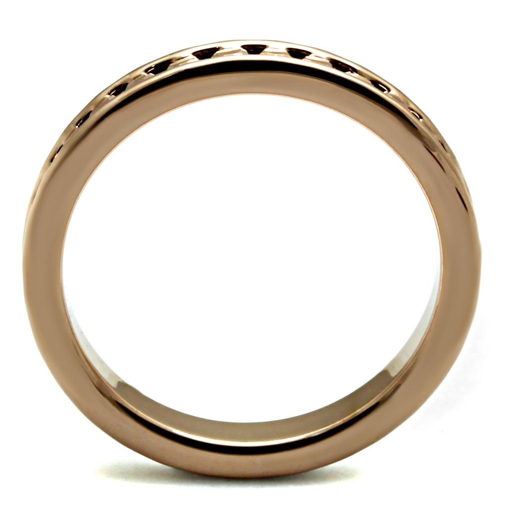 IP Rose Gold(Ion Plating) Brass Ring with AAA Grade CZ  in Metallic Light Gold