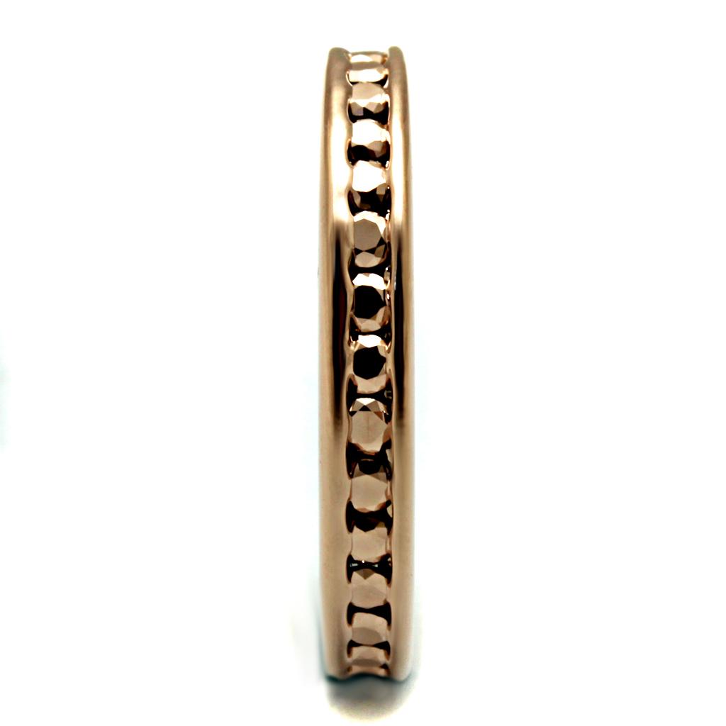 IP Rose Gold(Ion Plating) Brass Ring with AAA Grade CZ  in Metallic Light Gold