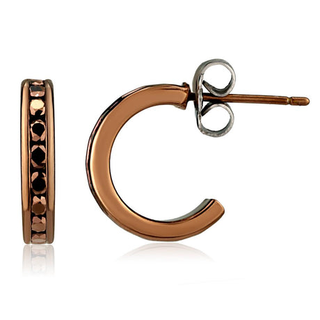 IP Coffee light Brass Earrings with Top Grade Crystal  in Light Coffee