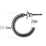 IP Light Black  (IP Gun) Brass Earrings with Top Grade Crystal  in Light Gray