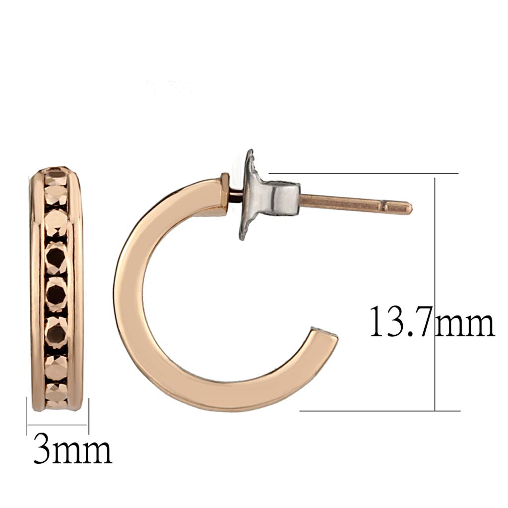 IP Rose Gold(Ion Plating) Brass Earrings with Top Grade Crystal  in Metallic Light Gold