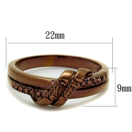 IP Coffee light Brass Ring with AAA Grade CZ  in Light Coffee