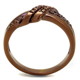 IP Coffee light Brass Ring with AAA Grade CZ  in Light Coffee
