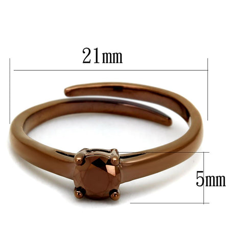 IP Coffee light Brass Ring with AAA Grade CZ  in Light Coffee