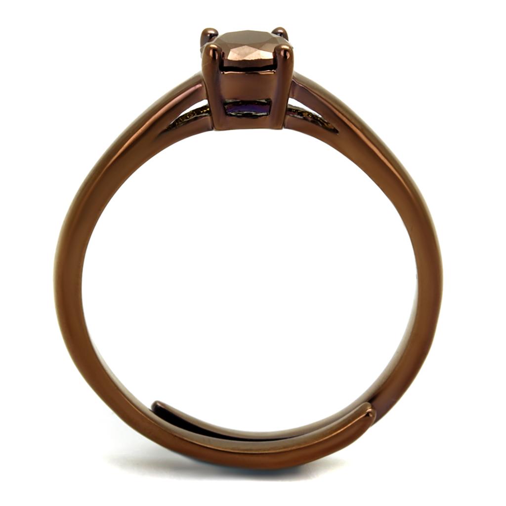 IP Coffee light Brass Ring with AAA Grade CZ  in Light Coffee