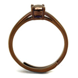 IP Coffee light Brass Ring with AAA Grade CZ  in Light Coffee