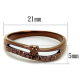 IP Coffee light Brass Ring with AAA Grade CZ  in Light Coffee