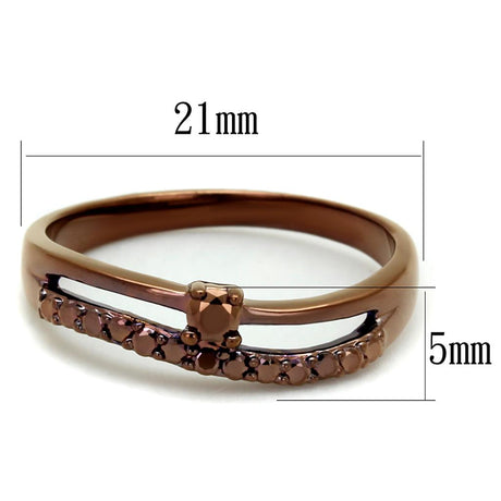 IP Coffee light Brass Ring with AAA Grade CZ  in Light Coffee