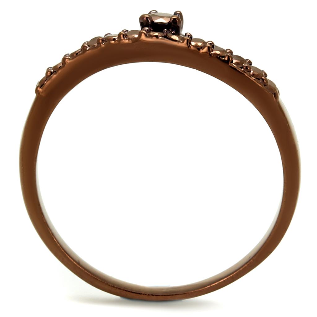 IP Coffee light Brass Ring with AAA Grade CZ  in Light Coffee