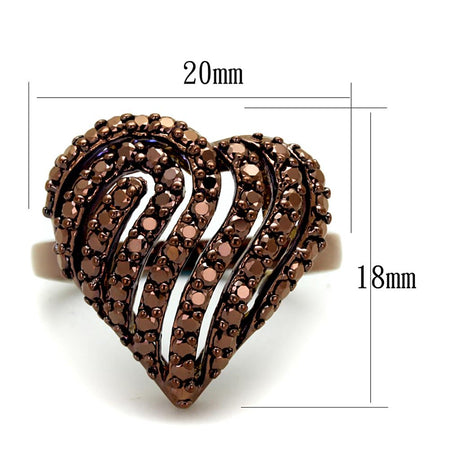IP Coffee light Brass Ring with AAA Grade CZ  in Light Coffee