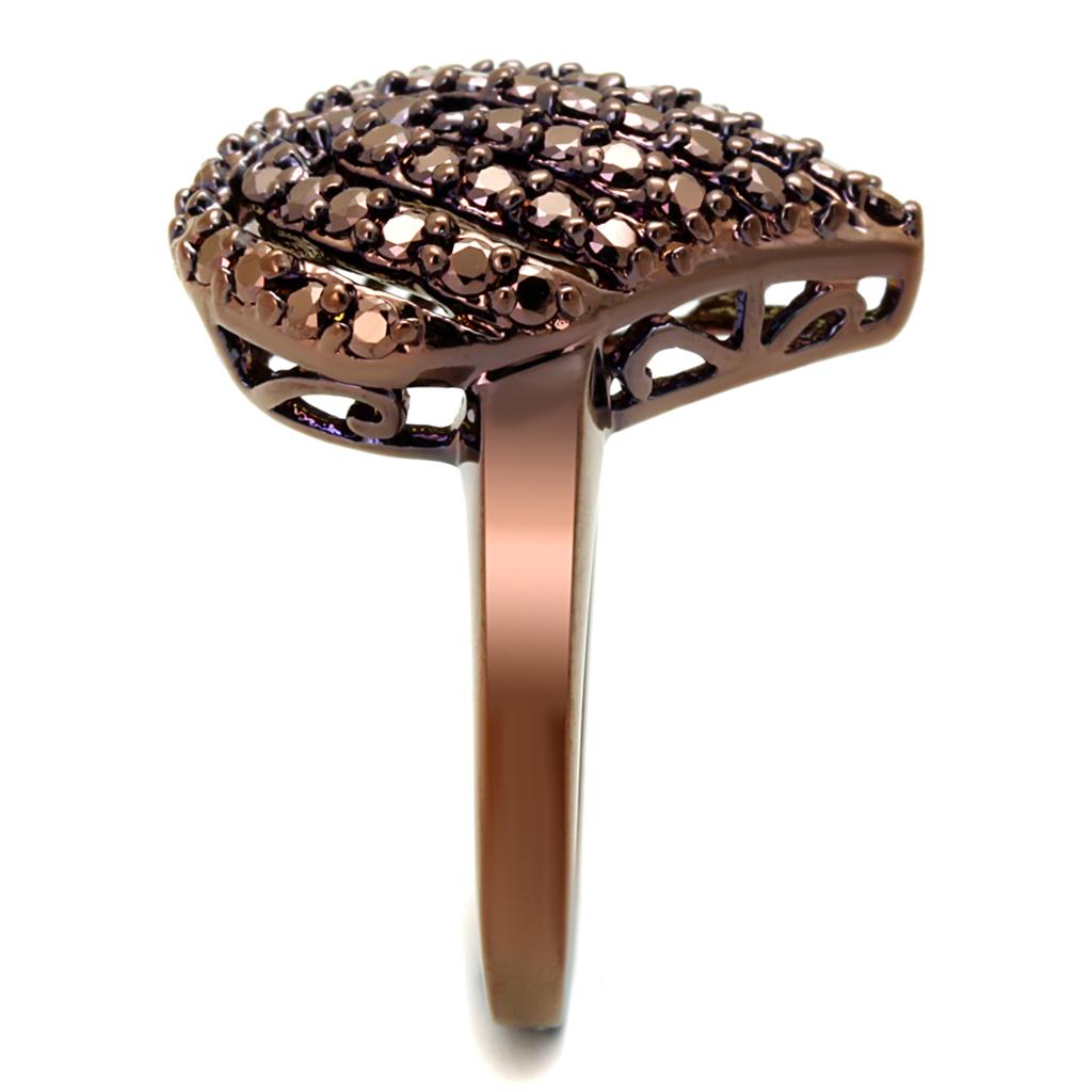 IP Coffee light Brass Ring with AAA Grade CZ  in Light Coffee