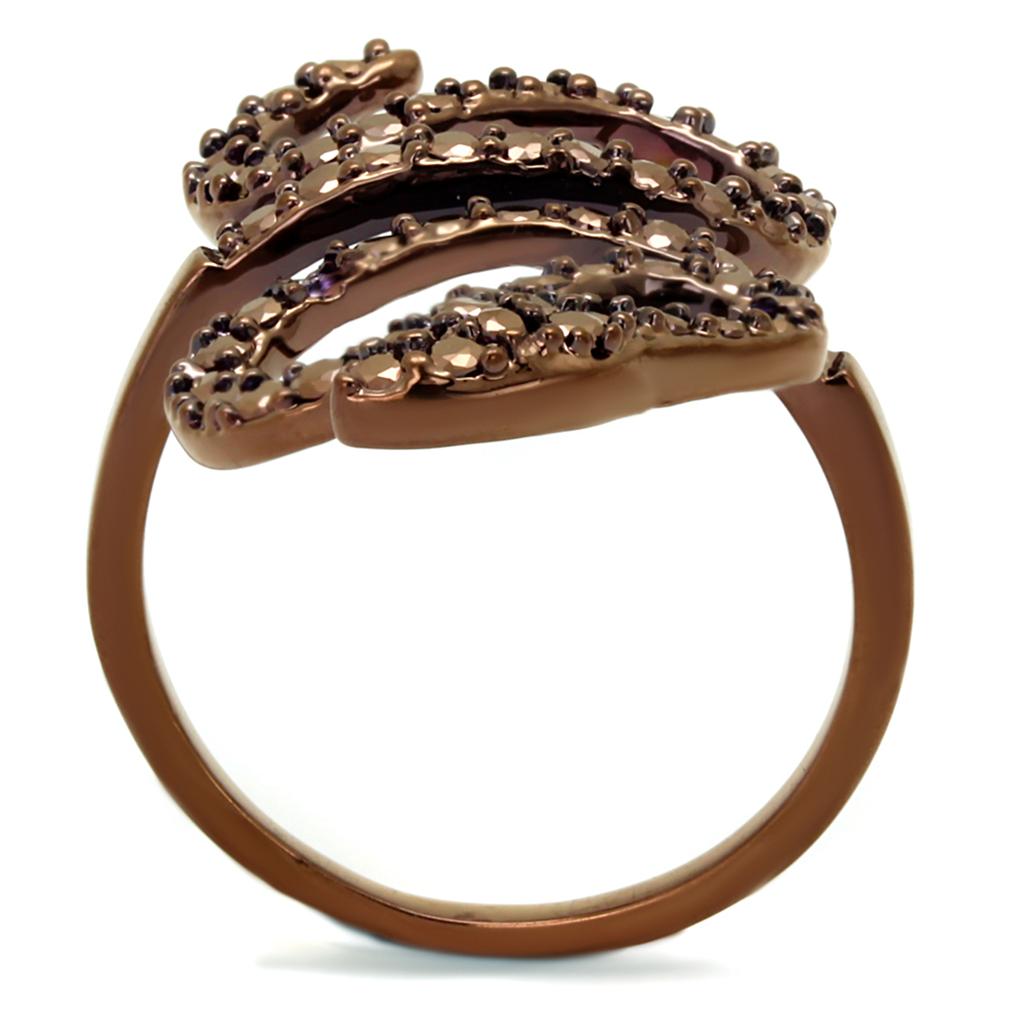 IP Coffee light Brass Ring with AAA Grade CZ  in Light Coffee