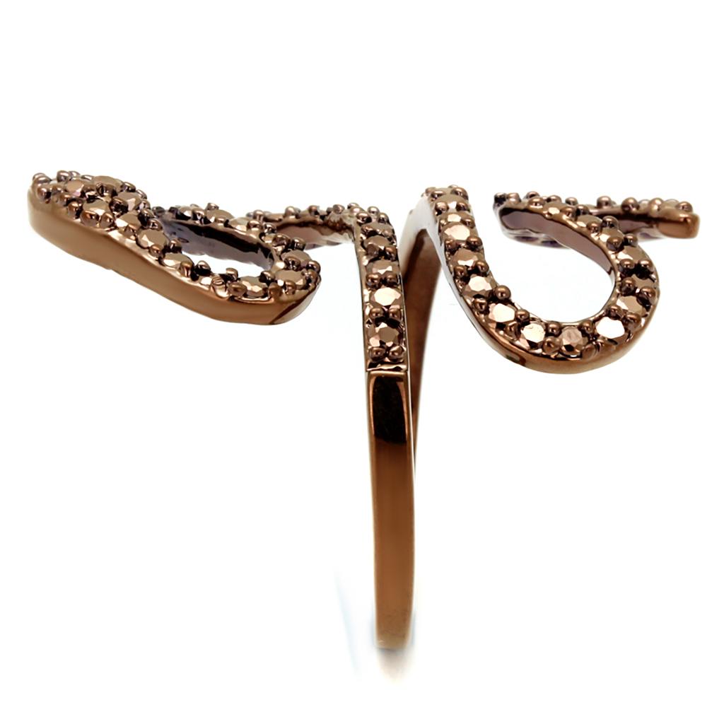 IP Coffee light Brass Ring with AAA Grade CZ  in Light Coffee