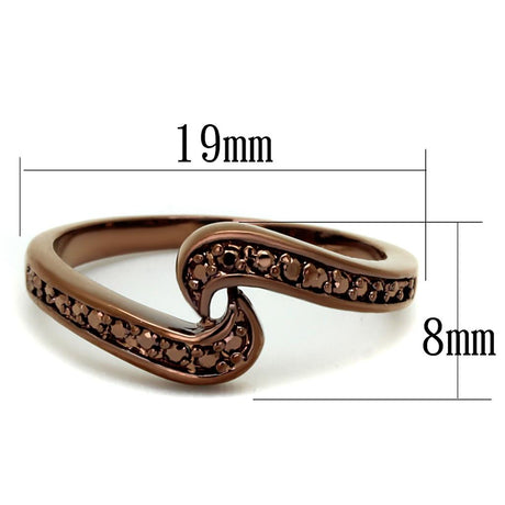 IP Coffee light Brass Ring with AAA Grade CZ  in Light Coffee