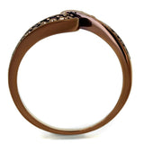 IP Coffee light Brass Ring with AAA Grade CZ  in Light Coffee
