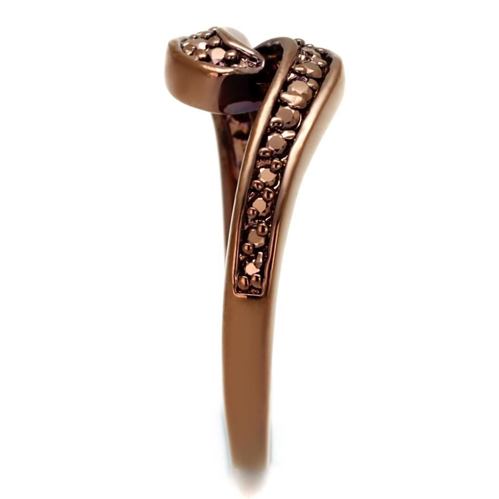 IP Coffee light Brass Ring with AAA Grade CZ  in Light Coffee