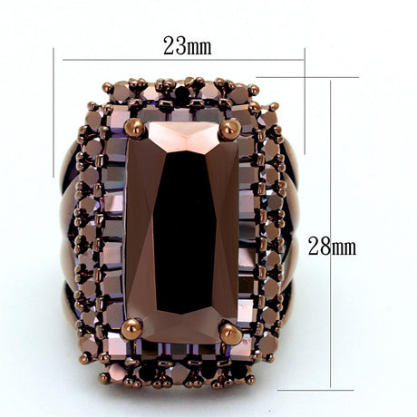 IP Coffee light Brass Ring with AAA Grade CZ  in Light Coffee