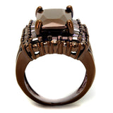 IP Coffee light Brass Ring with AAA Grade CZ  in Light Coffee