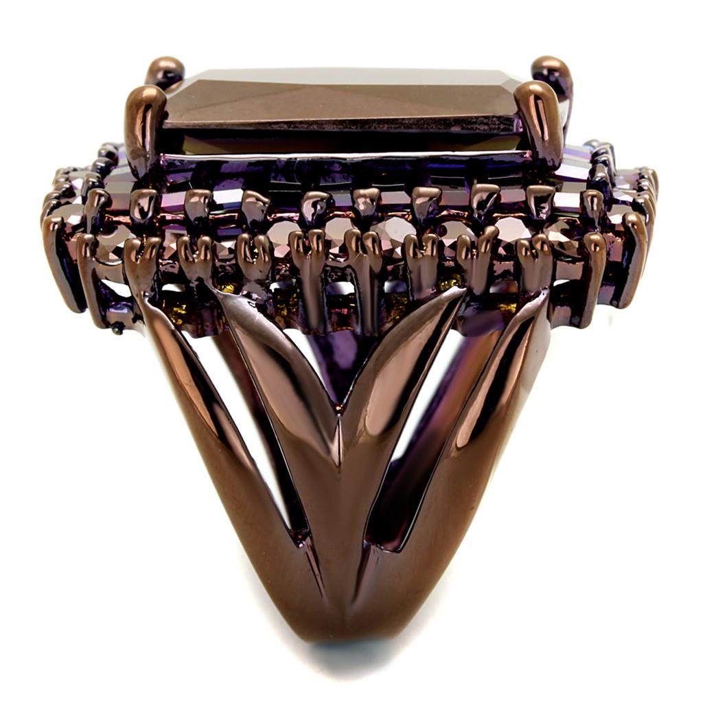 IP Coffee light Brass Ring with AAA Grade CZ  in Light Coffee