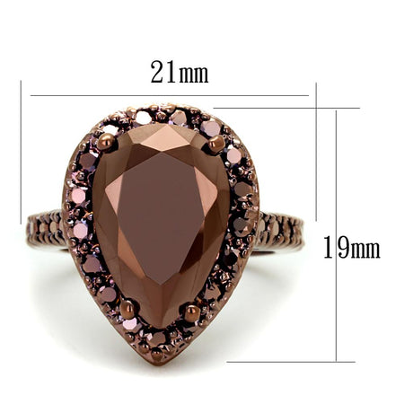IP Coffee light Brass Ring with AAA Grade CZ  in Light Coffee