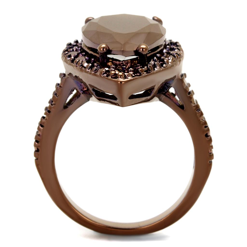 IP Coffee light Brass Ring with AAA Grade CZ  in Light Coffee