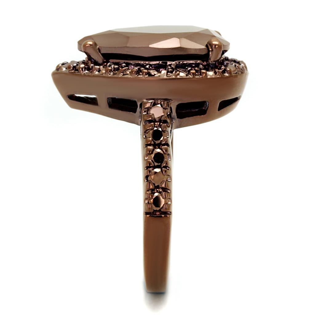 IP Coffee light Brass Ring with AAA Grade CZ  in Light Coffee