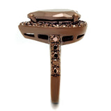 IP Coffee light Brass Ring with AAA Grade CZ  in Light Coffee