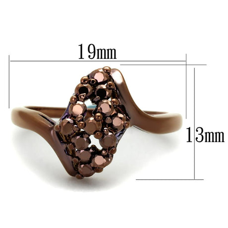 IP Coffee light Brass Ring with AAA Grade CZ  in Light Coffee