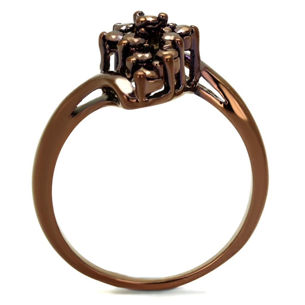 IP Coffee light Brass Ring with AAA Grade CZ  in Light Coffee