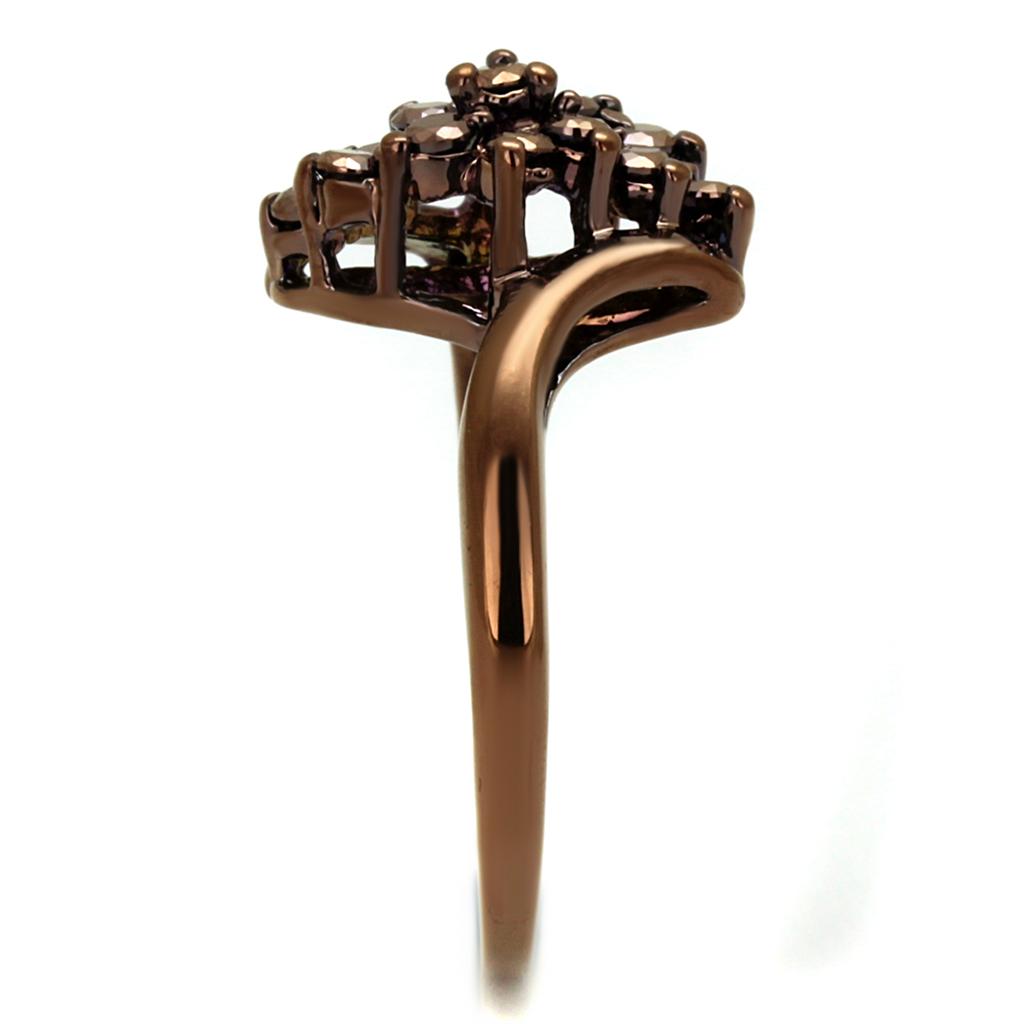 IP Coffee light Brass Ring with AAA Grade CZ  in Light Coffee