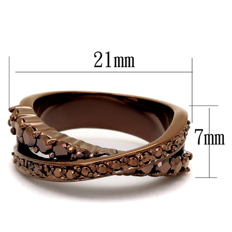 IP Coffee light Brass Ring with AAA Grade CZ  in Light Coffee