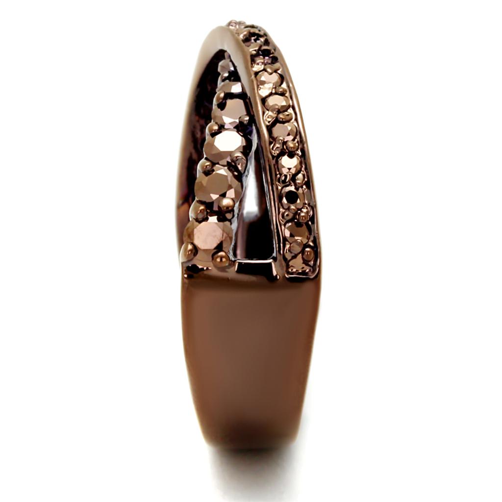 IP Coffee light Brass Ring with AAA Grade CZ  in Light Coffee