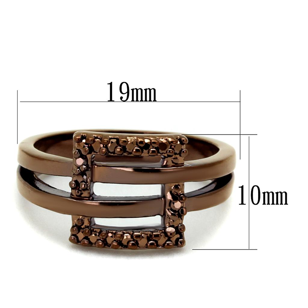 IP Coffee light Brass Ring with AAA Grade CZ  in Light Coffee