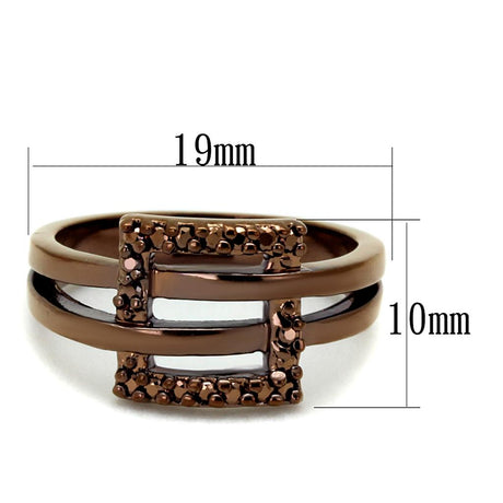 IP Coffee light Brass Ring with AAA Grade CZ  in Light Coffee