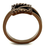IP Coffee light Brass Ring with AAA Grade CZ  in Light Coffee