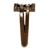 IP Coffee light Brass Ring with AAA Grade CZ  in Light Coffee