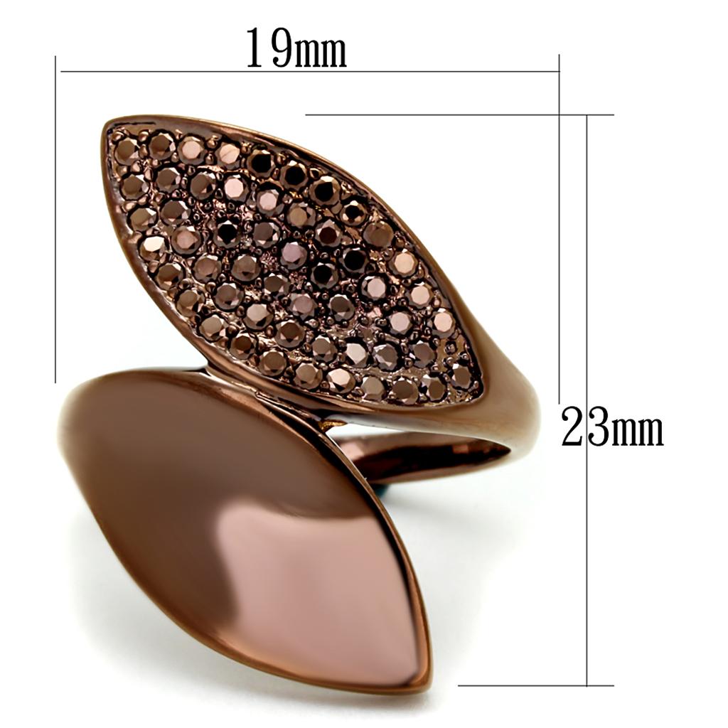 IP Coffee light Brass Ring with AAA Grade CZ  in Light Coffee