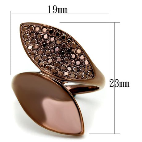 IP Coffee light Brass Ring with AAA Grade CZ  in Light Coffee