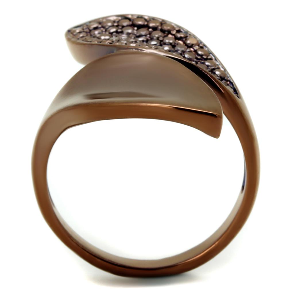 IP Coffee light Brass Ring with AAA Grade CZ  in Light Coffee